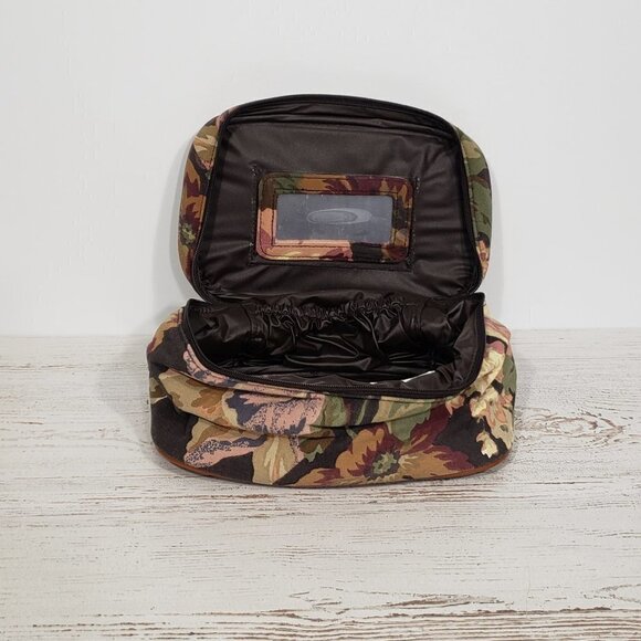 Floral Cotton Makeup Cosmetic Travel Bag Bamboo Handle NWOT - Picture 2 of 4